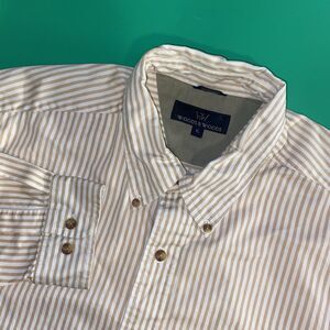 Woods & Woods Men's XL Long Sleeve Yellow Strip Bottom Down Casual Dress Shirt